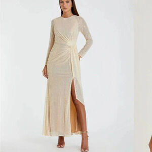 Mac Duggal Gold Long Sleeve Gown